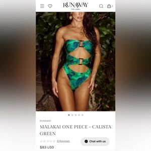 Runaway The Label Calista Green One Piece Swimsuit